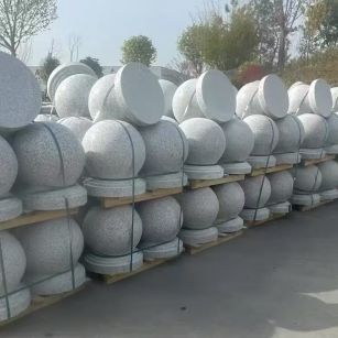 安阳 白麻花岗岩石材圆球，石球，挡车球，隔离球，景观石球，风水球等