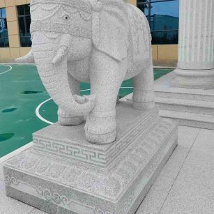 安阳 白麻花岗岩动物异形石雕-大象