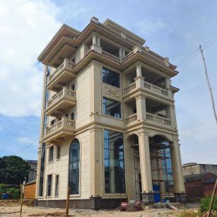 安阳 黄金麻花岗岩石材别墅外墙干挂搭配（雕花栏杆花瓶柱门楼罗马柱）