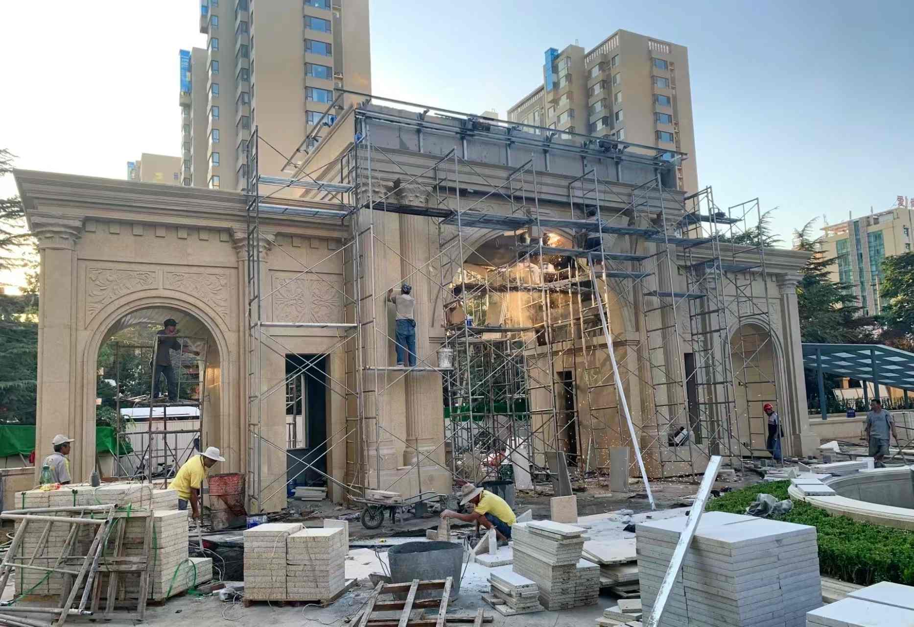 安阳 黄金麻荔枝面花岗岩小区门楼外墙干挂